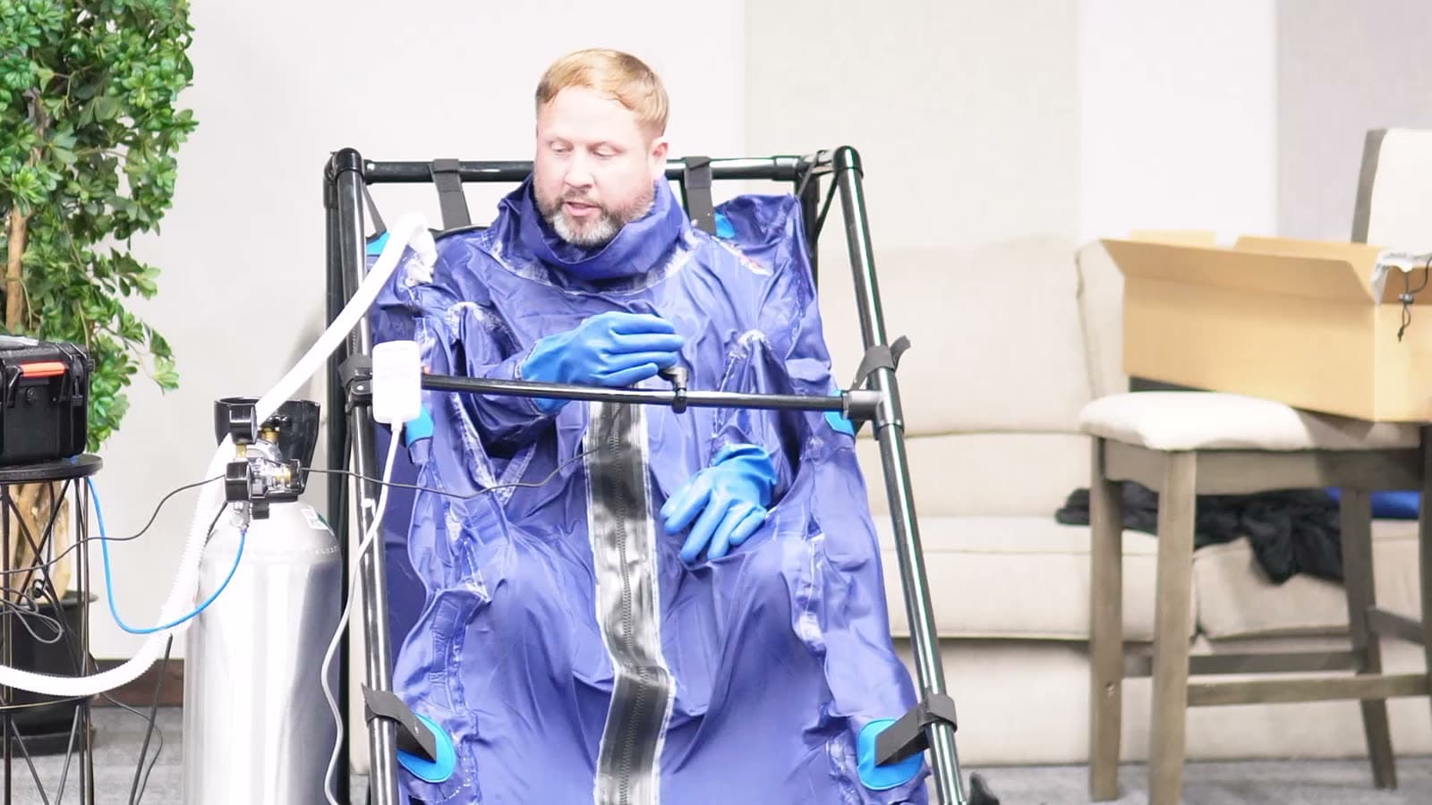 Air vacuumed out of the chamber