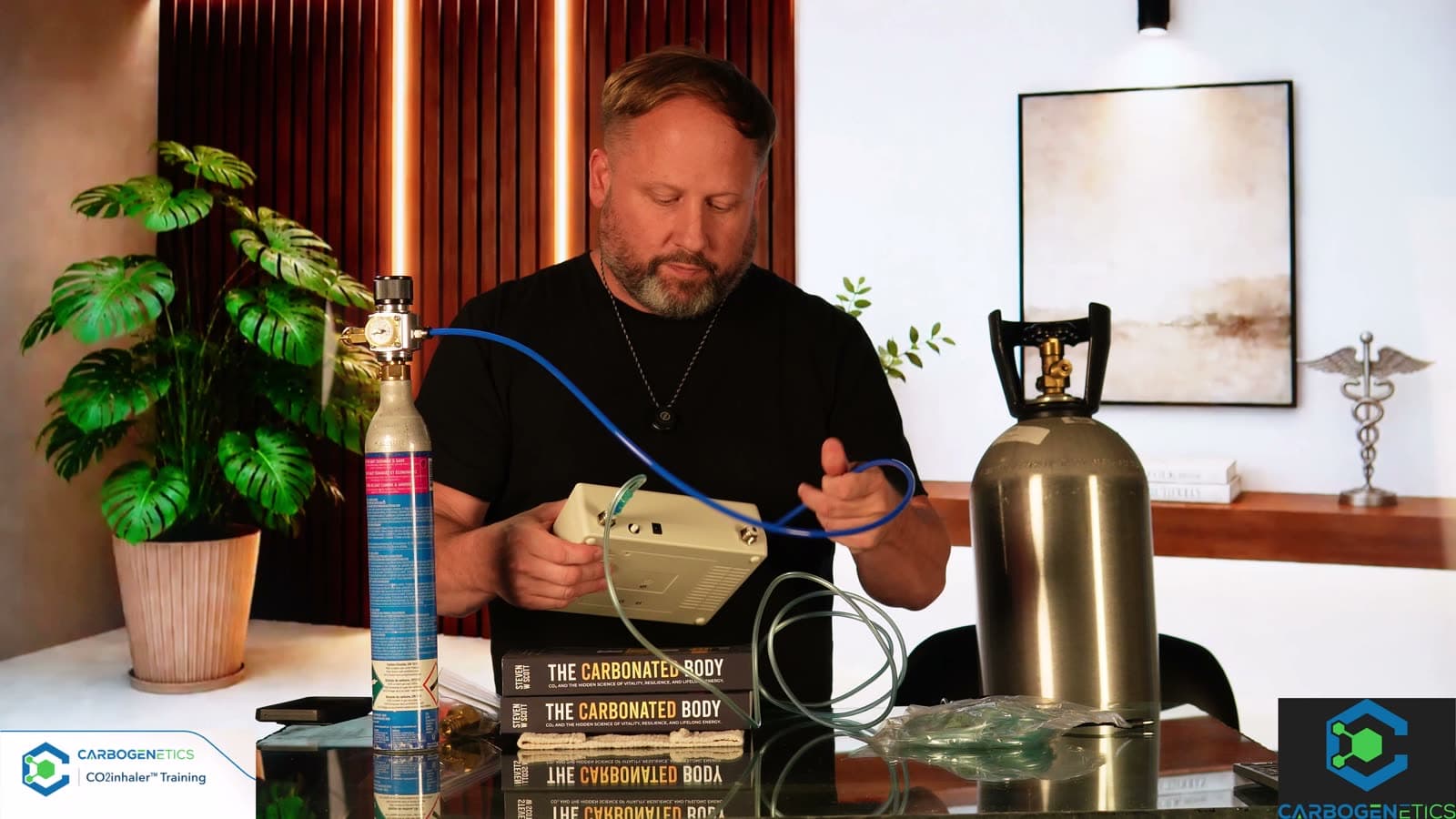 Connecting the blue tube to the device