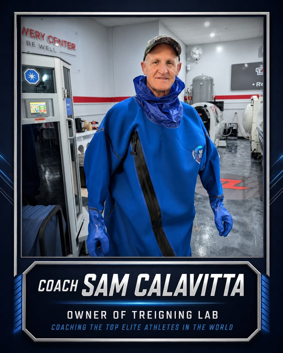 Coach Sam Calavitta, owner of Treigning Lab, wearing the BodyStream suit