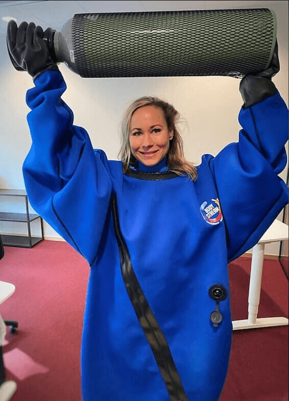 BodyStream suit in use with the user's head free