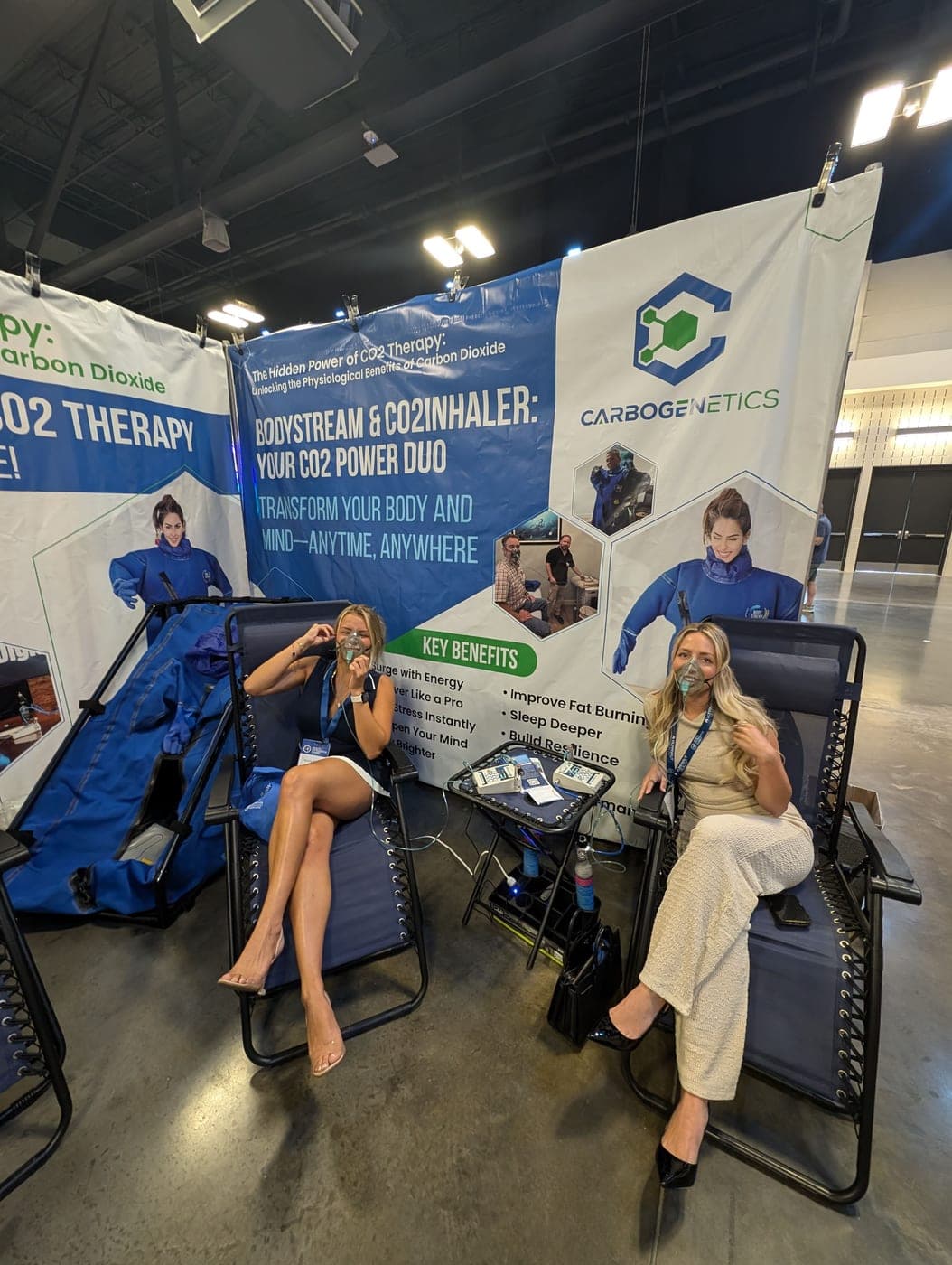 A person using the CO2inhaler at a Carbogenetics event