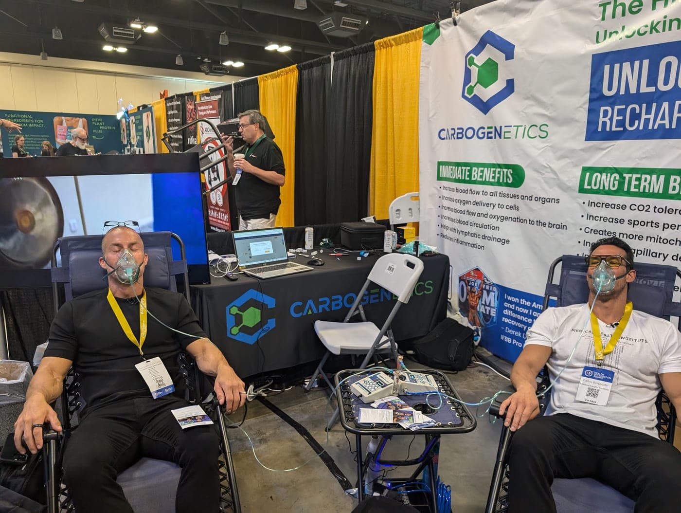 A person using the CO2inhaler at a Carbogenetics event