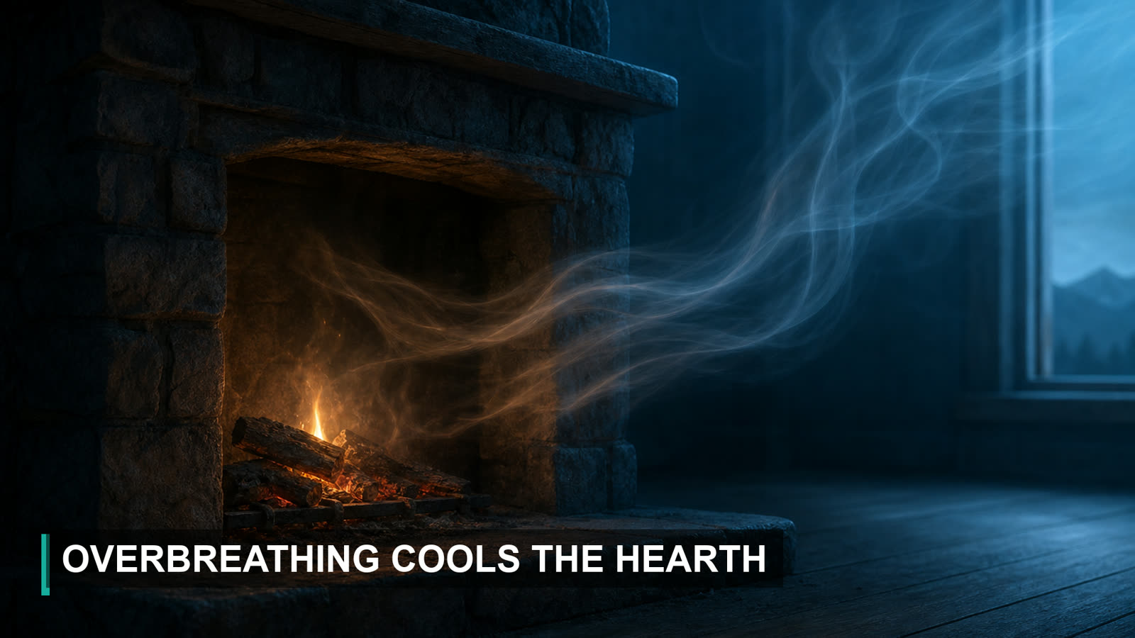 A hearth going cold as carbon dioxide is blown off by fast shallow breathing