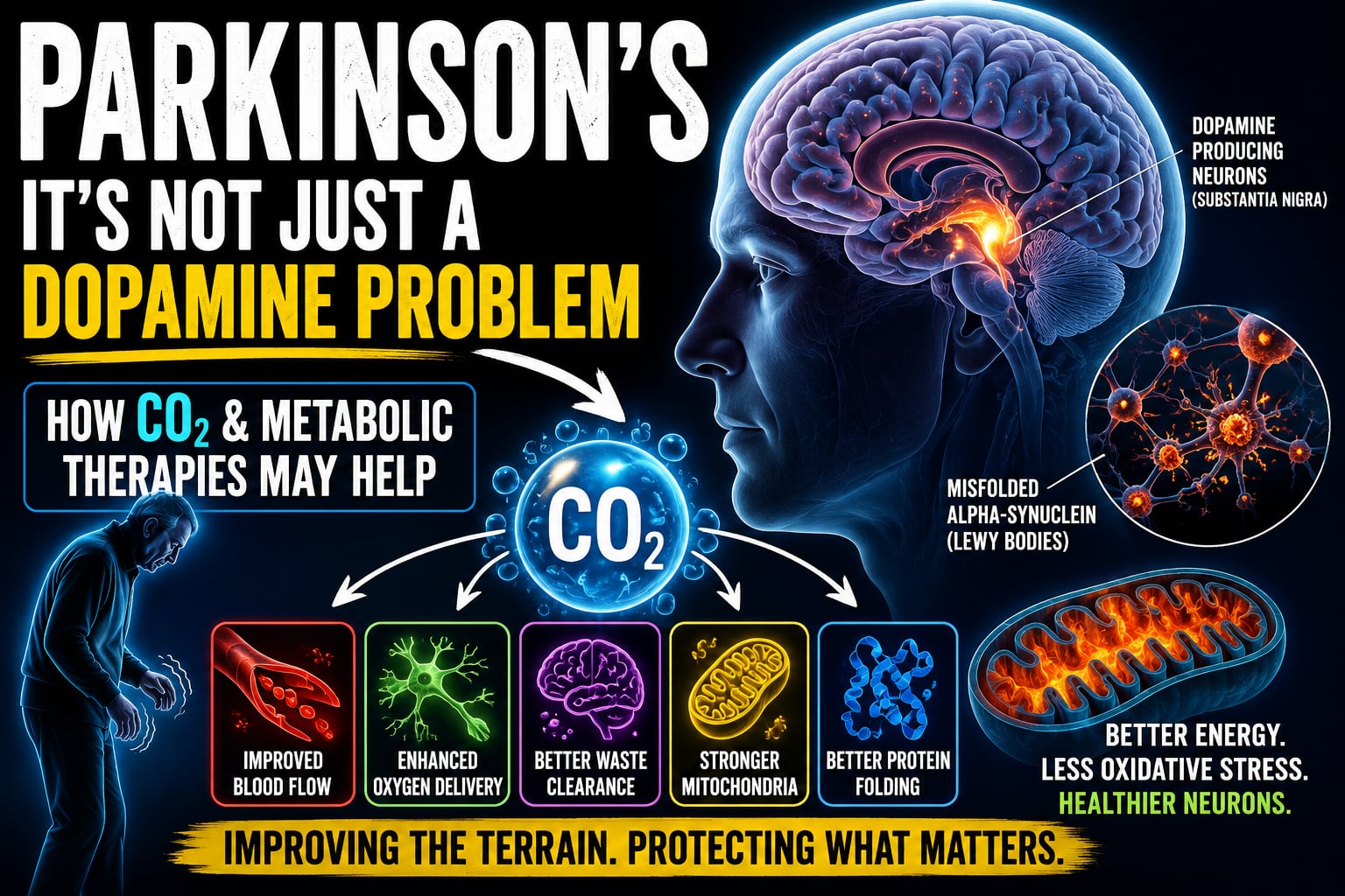 Parkinson's as a terrain problem — the environment failing dopamine neurons live in